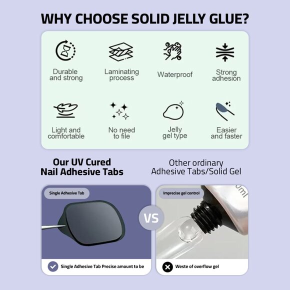SheSlay UV Cured Nail Adhesive Tabs | 240PCS Double-Sided Jelly Nail Glu - Picture 3 of 4